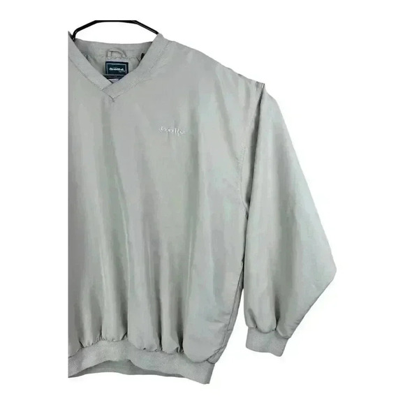 BOLLE Golf Windbreaker Pullover Mens LARGE Beige Khaki Waterproof Nylon V Neck - Picture 2 of 14